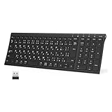 iClever キーボード ワイヤレスキーボード 無線 2.4GHz(レシーバー付属) テンキー付き Type-C充電式 日本語JIS配列 薄型 コンパクト 静音 軽量 パンタグラフ メディア機能 パソコン デスクトップ PC用 ラップトップ Windows対応 日本語説明書 ブラック GKJ22B