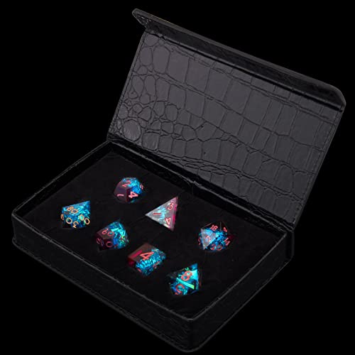 Austor 7-Die Dnd Dice Set Handmade Sharp Edge Polyhedral Dice For Dungeons And Dragons Rpg Mtg Table Games（Flame Red & Ice Blue） #TOP5