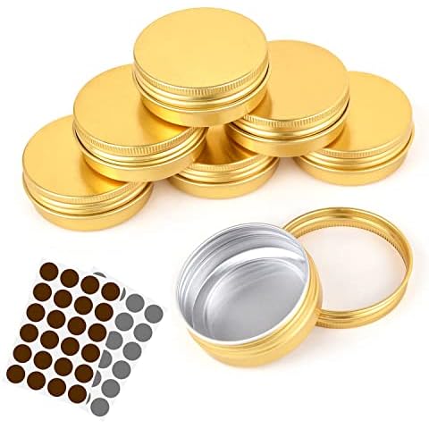 LIYAR Aluminum Metal Tins 1 Ounce 48 Pack Round Tin Containers Storage Tins Metal Jars Empty Lip Balm Containers Small Containers with lids,Gold Cover