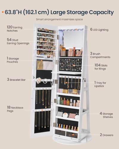 Image of SONGMICS HOME Standing Jewelry Armoire, Full Length Mirror with Storage