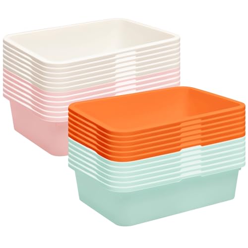 24 PCS Plastic Art Trays - 4 Colors Stackable Craft Storage Bins for Classroom, Deep Activity Sand Trays, Painting Beads Organizer for DIY, Office, 7.9 x 5.7 x 2.1 in by OMISTAR - Image 2