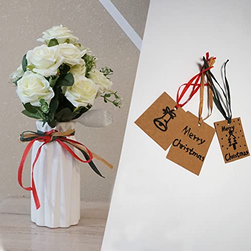 Hamuiers Raffia Ribbon For Gift Wrapping, 3 Rolls Christmas Ribbon For Craft, Packing Paper Twine Ribbon - Red Green Kraft, 1/4'' Wide, 327 Yards #TOP3