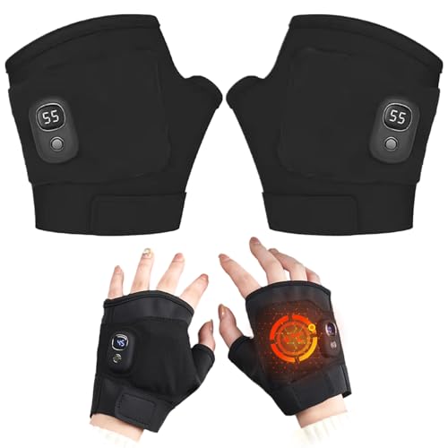Gants chauffants sans doigts rechargeables avec affichage numérique pour homme et femme