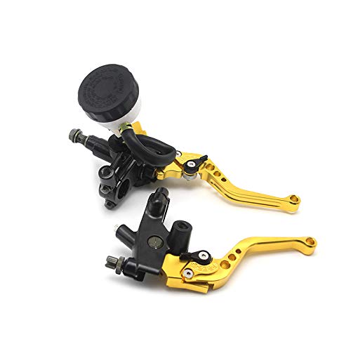 Leve Freno Frizione Moto Leva della pompa della frizione del freno del motociclo Cilindro maestro idraulico Accessori moto 7 / 8quot; Pistone universale Leve Moto (Color : Gold)