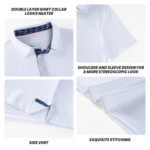 Mens Golf Shirt Short Sleeve Moisture Wicking Dry Fit Performance Casual Solid Collared Golf Polo Shirts for Men3