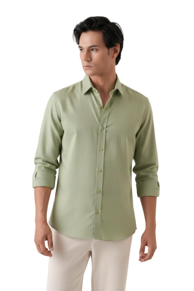 Image of CRYSTAL SKY Men Airy Linen Cotton Shirt Regular Fit Full Sleeves Solid Formal Shirt Stylish Daily Casual Office Wear