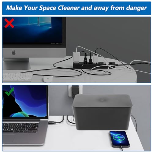 SHUESS 2 Stücke Kabelbox, Kabelmanagement Box, 23.5x12x11.5, kabelbox klein für Kabel, Adapter und Steckerleisten, Kabel-Versteckbox, Schwarz