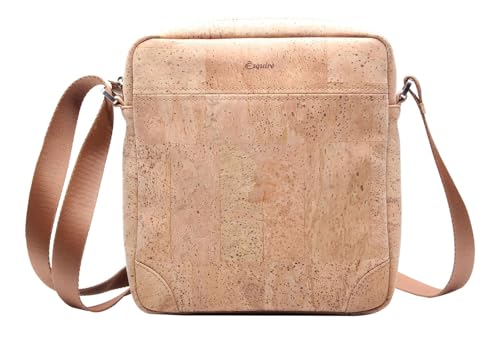 Bolso bandolera Esquire Kork espacioso en color natural para organizar tus pertenencias