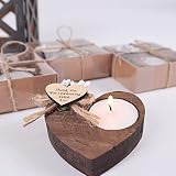 Pack of 10 Heart Shaped Wood Tealight Candle Holder, Bridal Shower Tealight Holder Thank You Gifts,