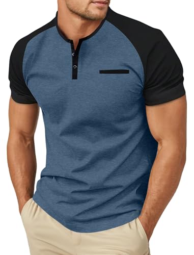 Image of Sailwind Men's Cotton Henley Short Sleeve Casual T-Shirts with Pocket