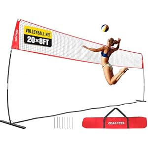 Volleyball Net, 12ft/20ft Training Net Set Height Adjustable, Portable Freestanding Practice Net for Hitting or Serving Drills, Pop up Nets for Backyard Outdoor