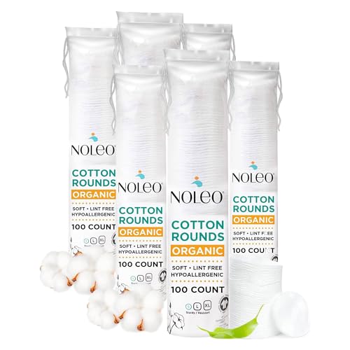 Organic Cotton Rounds Compatible with Makeup Products, Eye Makeup Remover Pads and Baby Wipes, Small, 600 Count - Noleo