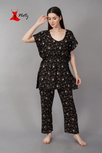 Image of Noty Girl's /Women's- Night Suit Set | Kaftan With Payjama | Rayon Fabric - Printed | Nightdress