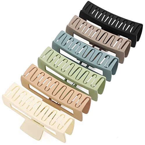 6 Pack Extra Large Hair Claw Clips For Women, 5 Inch Big Rectangular Claw Clip For Long Thick Hair, Huge Matte Strong Hold Nonslip Xl Jumbo Hair Claw For Girls, Hair Styling Accessories For Gifts #TOP15
