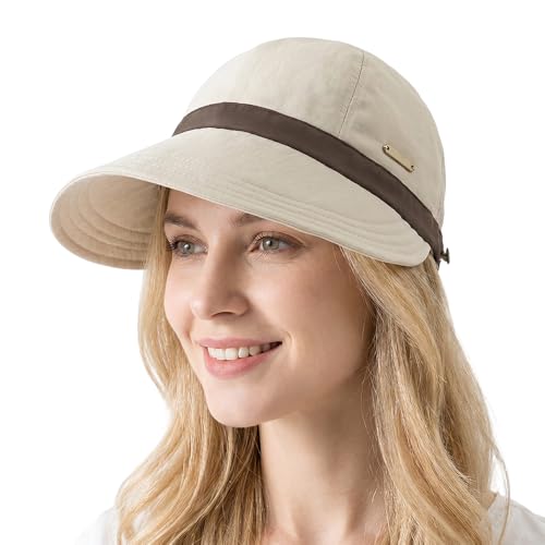 Casquette Femme Ete Chapeau Anti UV avec Large Bord, Chapeau Femme Soleil Respirant et Séchage Rapide, Visiere Femme Soleil Imperméable pour Plage, Sport,...