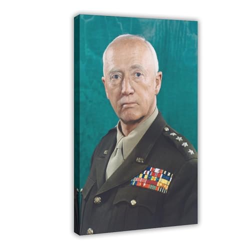 Portrait George S Patton impression sur toile decoration murale avec cadre 50x76cm