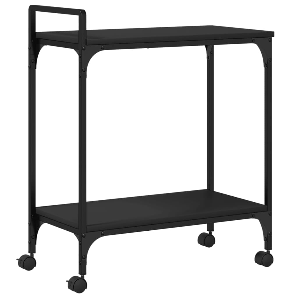 Seeye Kitchen Trolley with Ample Storage Space, Engineered Wood and Steel, Black, 23.8