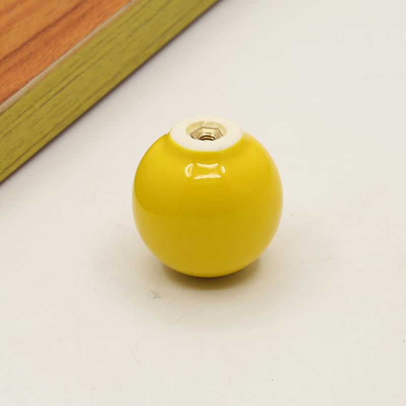 Image of 5 Colors, 1 Each Colorful Ceramic Cabinet Door Handle Wardrobe Drawer Round Ball Single Hole Dressing Tables Furniture Handle Pull (1, 5 Colors, 1 Each red Orange Yellow Green Blue)