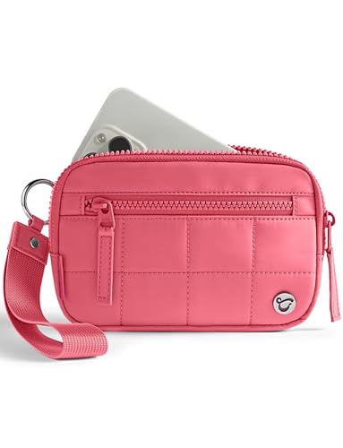Image of Uselike Womens Wallet Card Holder Purse with Zipper Quilted Phone Wallet RFID Blocking Small Wristlet Wallets for Everyday, Travel (Magenta)