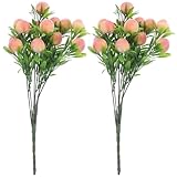 ABOOFAN Artificial Peach Branch Decor 2-Pack Faux Fruit Stems Realistic Simulated Peach Tree Branches for Home Table Centerpieces Wedding Party Vase Fillers