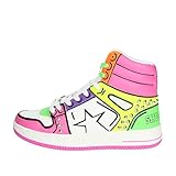Shop Art scarpe sneakers donna casual sportive in ecopelle multicolore fantasia fumetto colori fluo. N.41