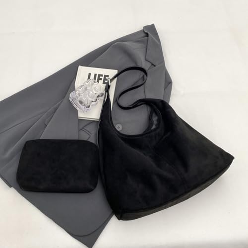 Women Suede Shoulder Bag Stylish Crossbody Bag Large Capacity Chic Hobo Bag Solid Color Casual Tote Purse Adjustable Strap Vi 6