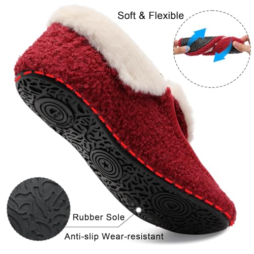 BARERUN Womens Slippers Fuzzy House Shoes with Faux Fur Lining Soft-lightweight House Slippers Socks Moccasin Slippers with Rubber Sole Indoor/Outdoor4