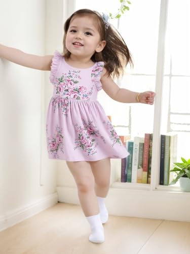 Toddler Vintage Floral Girls Dress Baby Backless Sundress Sleeveless Matching Outfits 5-6Y3