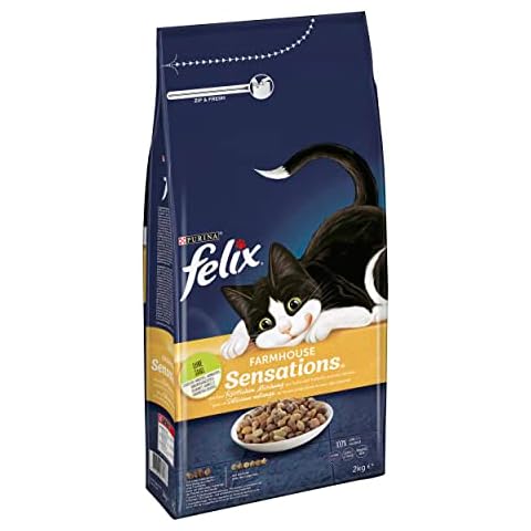 FELIX Farmhouse Sensations Katzenfutter trocken, mit Huhn und Truthahn, 6er Pack (6 x 2kg) Cover