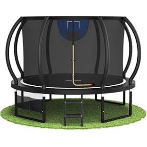 Devoko Outdoor Trampolin mit Basketballkorb & Sicherheitsnetz - 150 kg Maximalgewicht - Ø 228/305/366/427 cm - Robuster Garten-Trampolinspaß für Kinder und Erwachsene