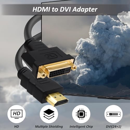 YARCHONN Kabel HDMI na DVI adapter dwukierunkowy DVI-D 24 + 1 gniazdo na wtyk HDMI konwerter kabel wtykowy do monitora PC TV projektor - 30 cm / 11,8 cala - 2 sztuki