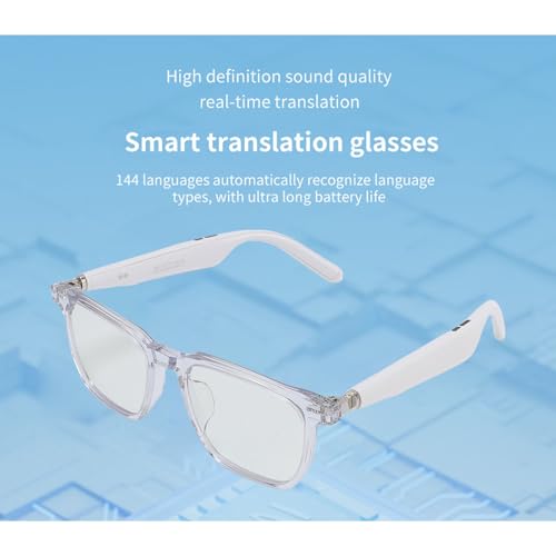 Goshyda AI Translator Smart Glasses, Bluetooth Audio Sunglasses, White - Image 5