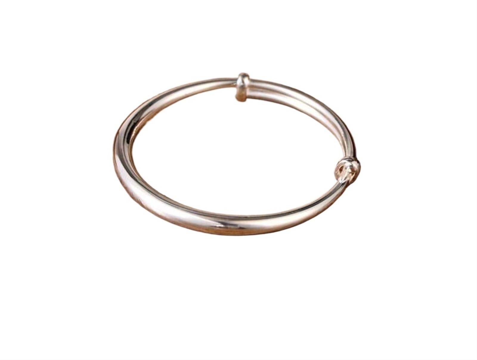Bracciale in Argento, Bracciale Rigido alla Moda, Bracciale retrò S999 Bracciale in Argento Sterling Piede Push-Pull Semplice lucentezza Gioielli Classici Unisex 25g