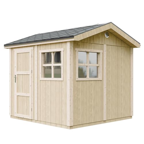 Abri de Jardin Qualité Premium 5 9 m² H252x250x294 cm Avec un sol et des bardeaux bitumineux M913 Timbela