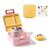 CAROTE Bento Box for Kids, Lunch Box Kids with 8oz Thermos for Hot Food, Lunch Container for Girls Boys, 3 or 5 Compartments with 2 Removable Dividers, BPA Free/Leak Proof/Dishwasher Safe
