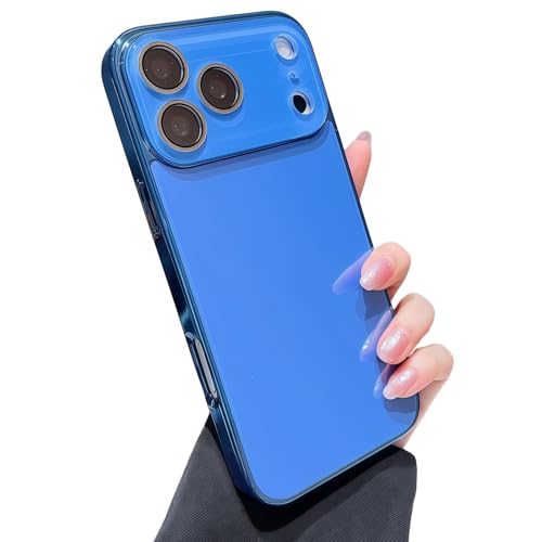 Coque iPhone 17 Pro Max MINSCOSE antichoc avec protège-objectif et cadre bleu brillant pour femme