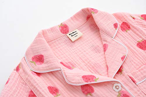 ACESTAR Toddler Girls Boys Pajamas Set Summer 2 Pcs Pjs Set - Kids Short Sleeve Button Down Sleepwear (3T-7 Years)2