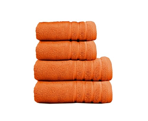 Sedalinne - Juego de Toallas de Baño Completo 500 Gr Liso - Toallas Baño Grandes y Pequeñas Rizo 100% Algodón - Pack (2 Lavabo + 2 Ducha) - Alta Absorción - Toalla Algodon - Naranja