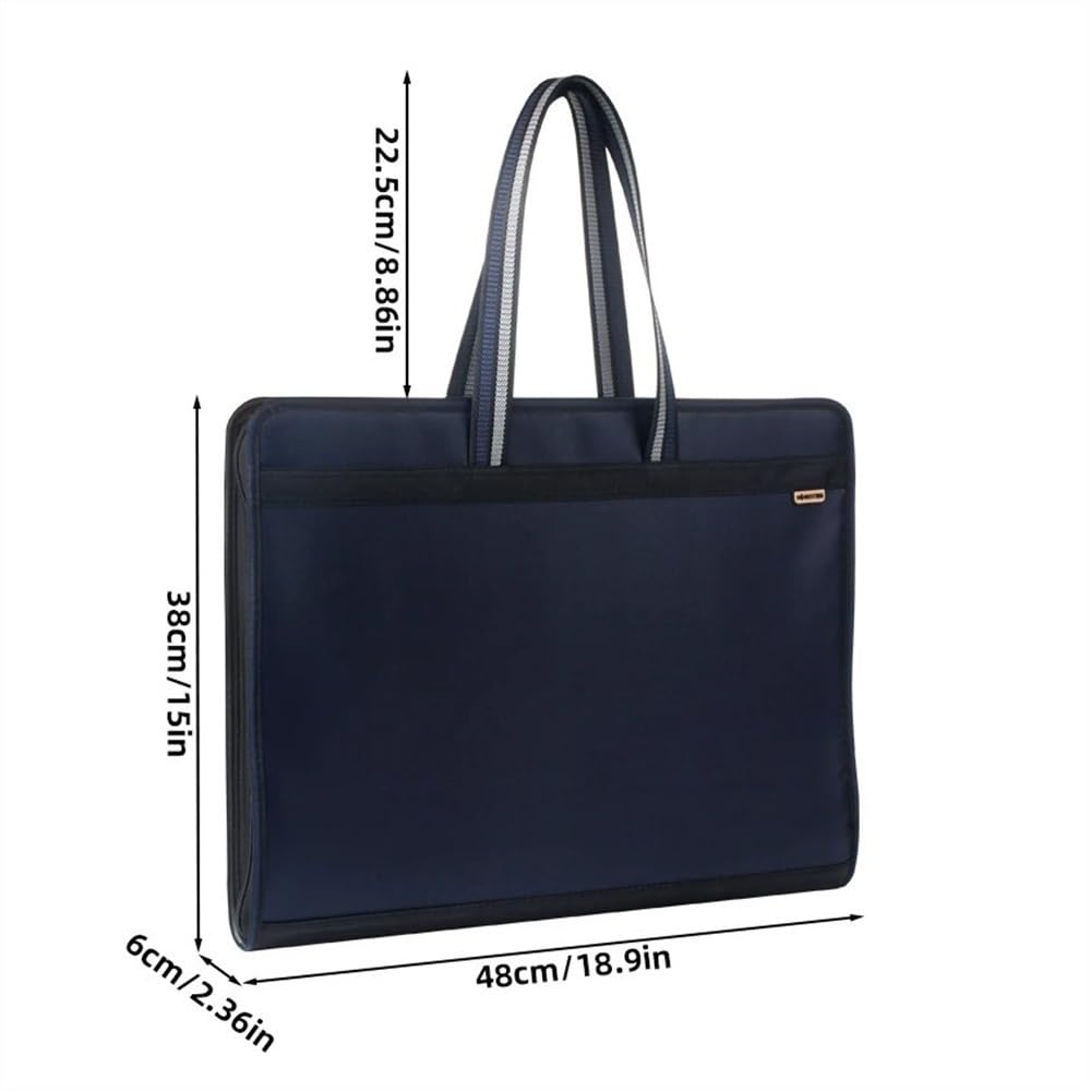 Scatola organizer per cartelle Cartella A3 Borsa multistrato di grande capacità Pacchetto artistico portaoggetti con cerniera in tessuto Oxford(Nero)