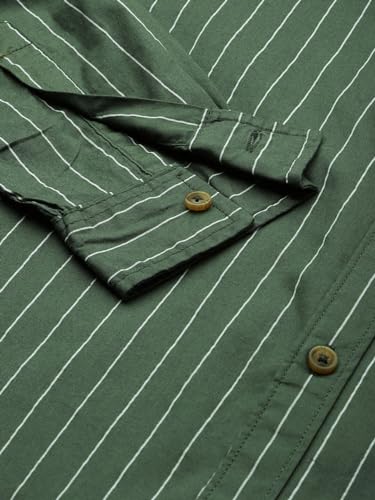 Image of The Indian Garage Co Men Regular Fit Striped Full Sleeves Cutaway Collar Casual Shirt