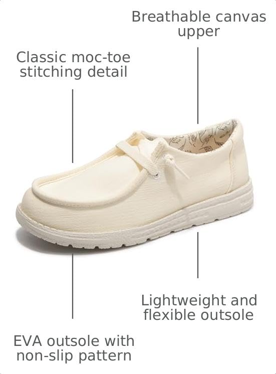 Image of Women's Canvas Loafers, Comfortable Slip-On Walking Shoes | Breathable Fabric Upper, Flexible Boat-Shoe Styling, Easy On and Off for Errands, Travel, Commuting and Everyday Wear