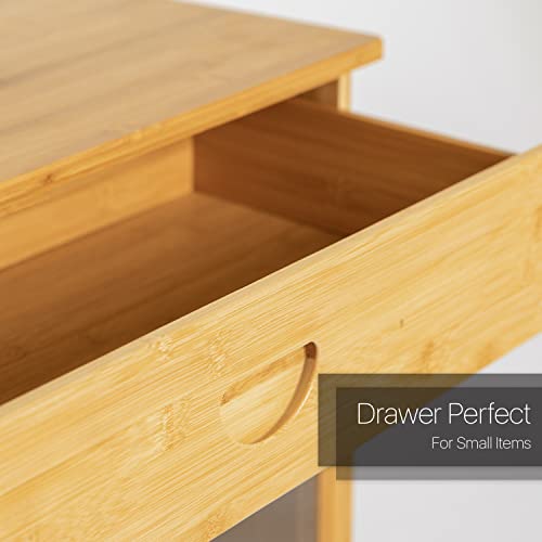 Monibloom 4 Tier Bamboo Sideboard Kitchen Cupboard Buffet Server Console Table Storage Cabinet With Acrylic Doors A Drawer For Dining Room Hallway, Natural #TOP3