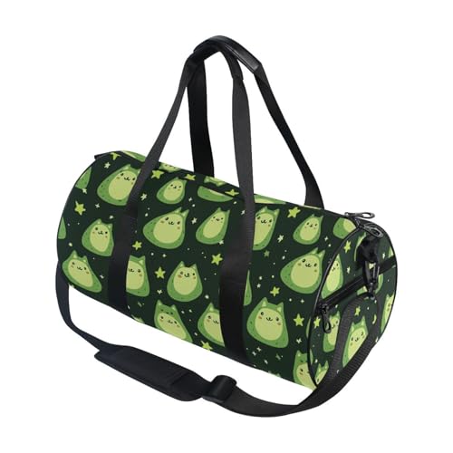 Avocado Cat Sports Duffel Bag Durable Barrel Gym Bag with Full Print Design, Adjustable Shoulder Strap Side Pockets, Ideal for Fitness Training Short Trips and Outdoor Sports