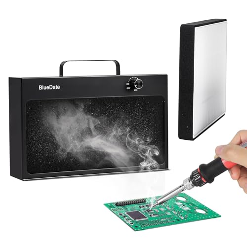 BlueDate HEPA Solder Fume Extractor Fan Solder Smoke Absorber DIY Work Fan for Soldering Station, Hand Engraving, Jewelry Soldering Use with HEPA