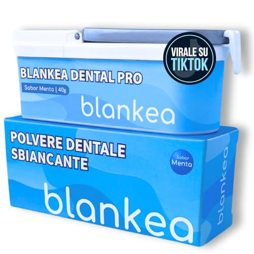 Blankea Polvere Sbiancante Denti Professionale - Dentifricio Sbiancante al gusto di Menta - Rimuove le Macchie di Caffè, Tè, Vino, Tartaro e Placca - Sbiancamento Denti Professionale a Casa