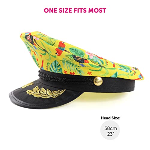 HAWAII czapka z daszkiem kapitanowym hawajskim na plażę na lato imprezę chłopięce OUTFIT HOLIDAY LUAU TIKI dostępna w 4 różnych kolorach – czerwony – niebieski – żółty – różowy – żółty, jeden rozmiar