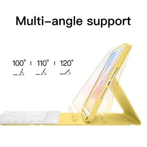 Gudou Bluetooth Keyboard Smart Case For Ipad 7Th/8Th/9Th Generation 10.2 Inch,Detachable Ipad Keyboard Case With Pencil Holder,Auto Sleep/Wake (Yellow) #TOP2