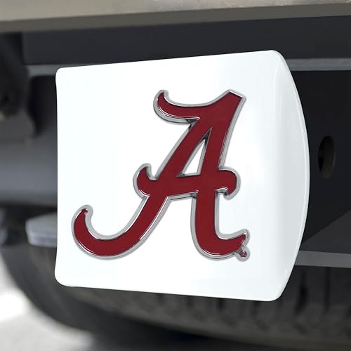 FANMATS 43617 University of Alabama Color Hitch Cover - White with Metal Chrome 3D Logo Emblem – Easy Installation on Truck, SUV, Car - Ideal Gift for Die Hard NCAA Fan - Thumbnail 5