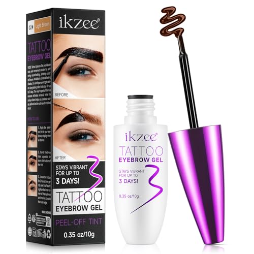 Augenbrauen Färben - 72 Stunden lang anhaltende Farbfixierung | Eyebrow Gel für Daily Makeup | Natives Plüschgefühl & rückstandsloses Peeling | Eyebrow Tint Hypoallergene Formel -10g (Light brown)