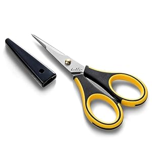 Beaditive Precision Craft Scissors – Stainless Steel Paper Crafting Scissors With Safety Cap – Ultra Sharp Blades & Non-Slip TPR Handles – Adult & Kid Scrapbooking Scissors For Home, Office, School